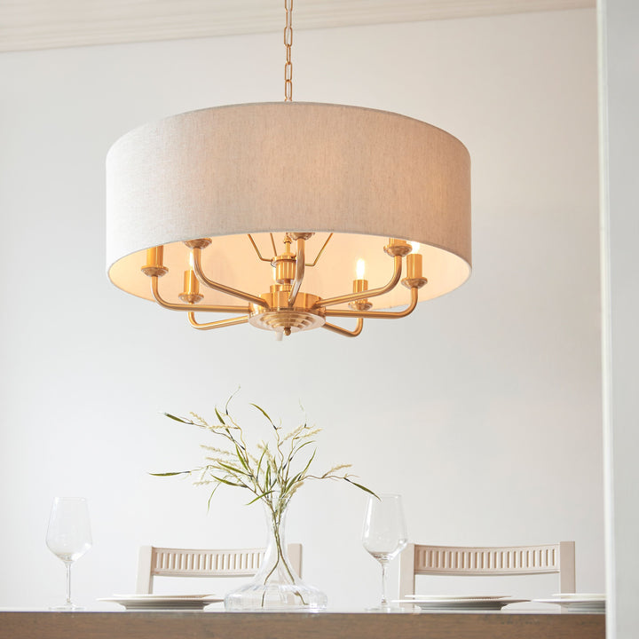 Clereleigh Pendant Light in Vintage Brass – 8 Lights