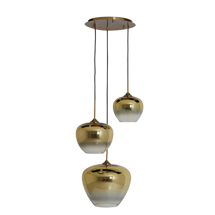 Light & Living Mayson Hanging Lamp in Gold and Clear and Gold Glass – 3 Lights