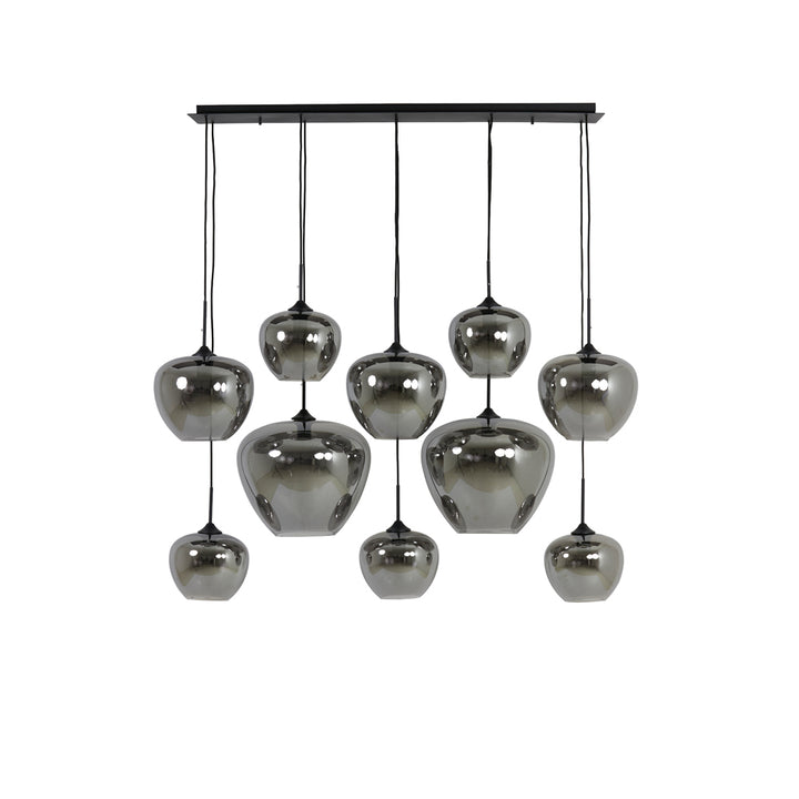 Light & Living Mayson Hanging Lamp in Matt Black and Smoked Glass – 10 Lights