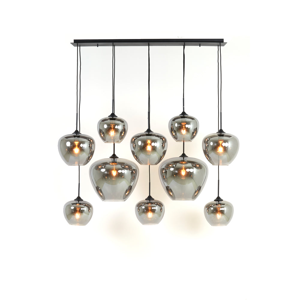 Light & Living Mayson Hanging Lamp in Matt Black and Smoked Glass – 10 Lights