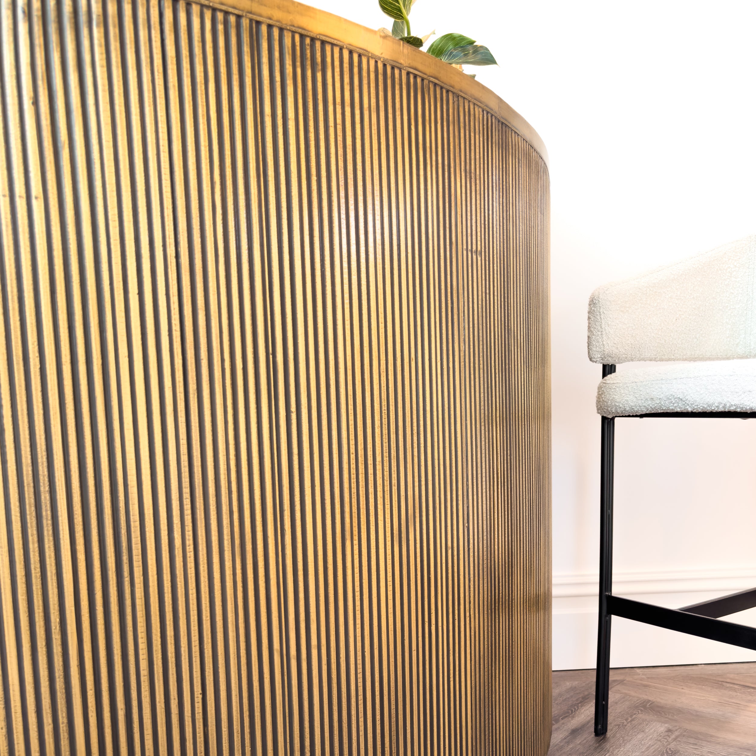 Old Ribbed Bar Coretta Ribbed Freestanding Bar in Antique Gold – Shropshire Design