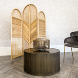 Coretta Ribbed Coffee Table in Antique Brass