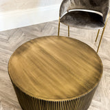 Coretta Ribbed Coffee Table in Antique Brass