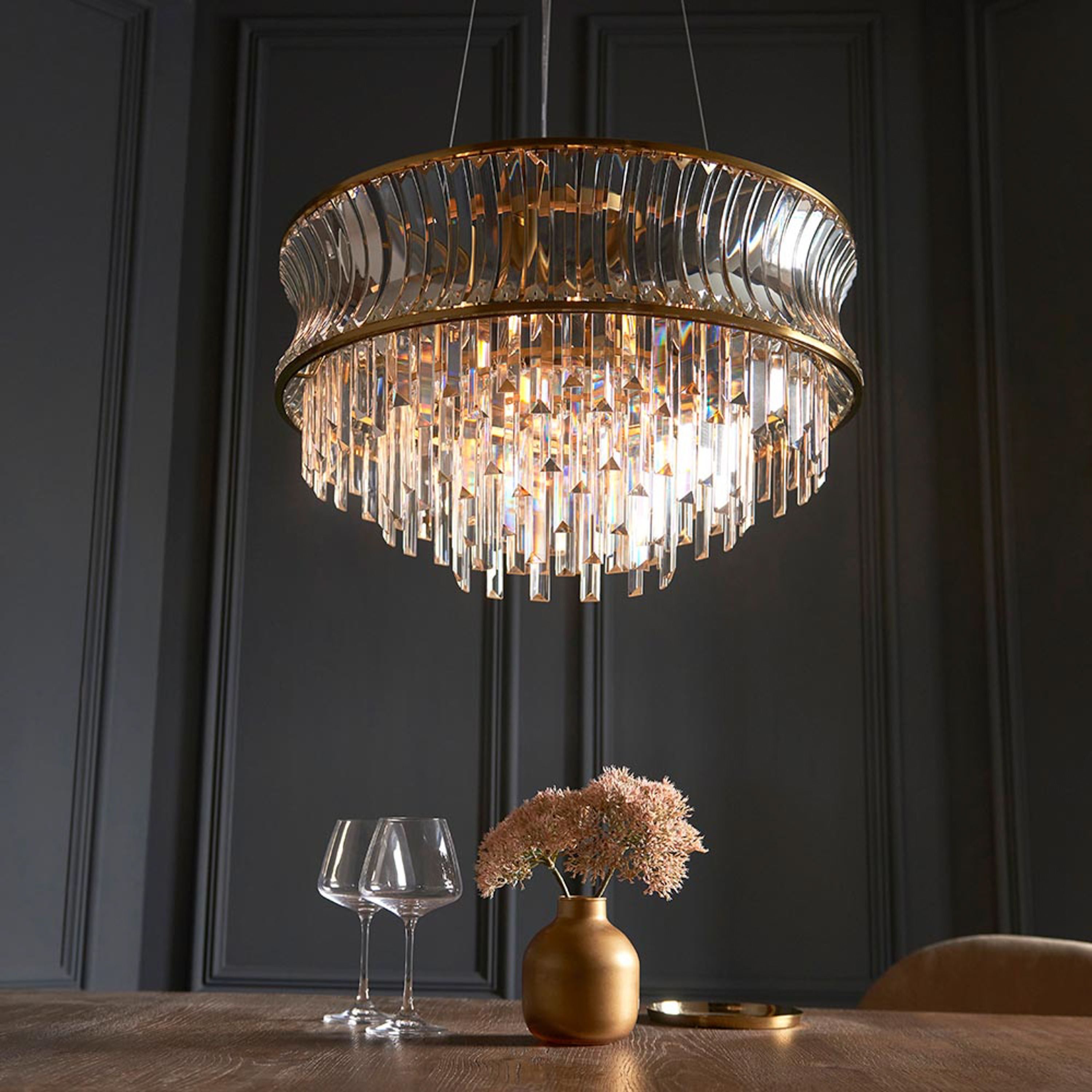 Cristallienne Pendant Light – Antique Brass