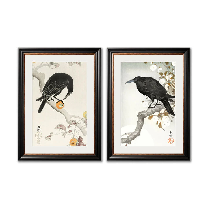 Crows by Ohara Koson – York Slim Framed Print