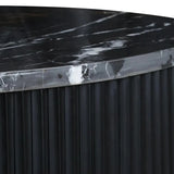 Cyrilla Ribbed Coffee Table – Black Mango Wood & Black/White Marble