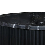 Cyrilla Ribbed Coffee Table – Black Mango Wood & Black/White Marble