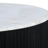 Cyrilla Ribbed Coffee Table – Black Mango Wood & Travertine