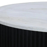 Cyrilla Ribbed Coffee Table – Black Mango Wood & Travertine