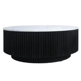 Cyrilla Ribbed Coffee Table – Black Mango Wood & White Marble