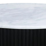 Cyrilla Ribbed Coffee Table – Black Mango Wood & White Marble