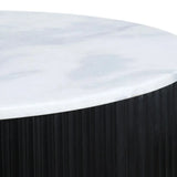 Cyrilla Ribbed Coffee Table – Black Mango Wood & White Marble