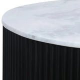 Cyrilla Ribbed Coffee Table – Black Mango Wood & White Marble