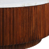 Cyrilla Ribbed Coffee Table – Brown Mango Wood & Travertine