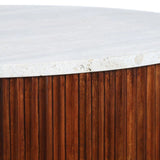 Cyrilla Ribbed Coffee Table – Brown Mango Wood & Travertine