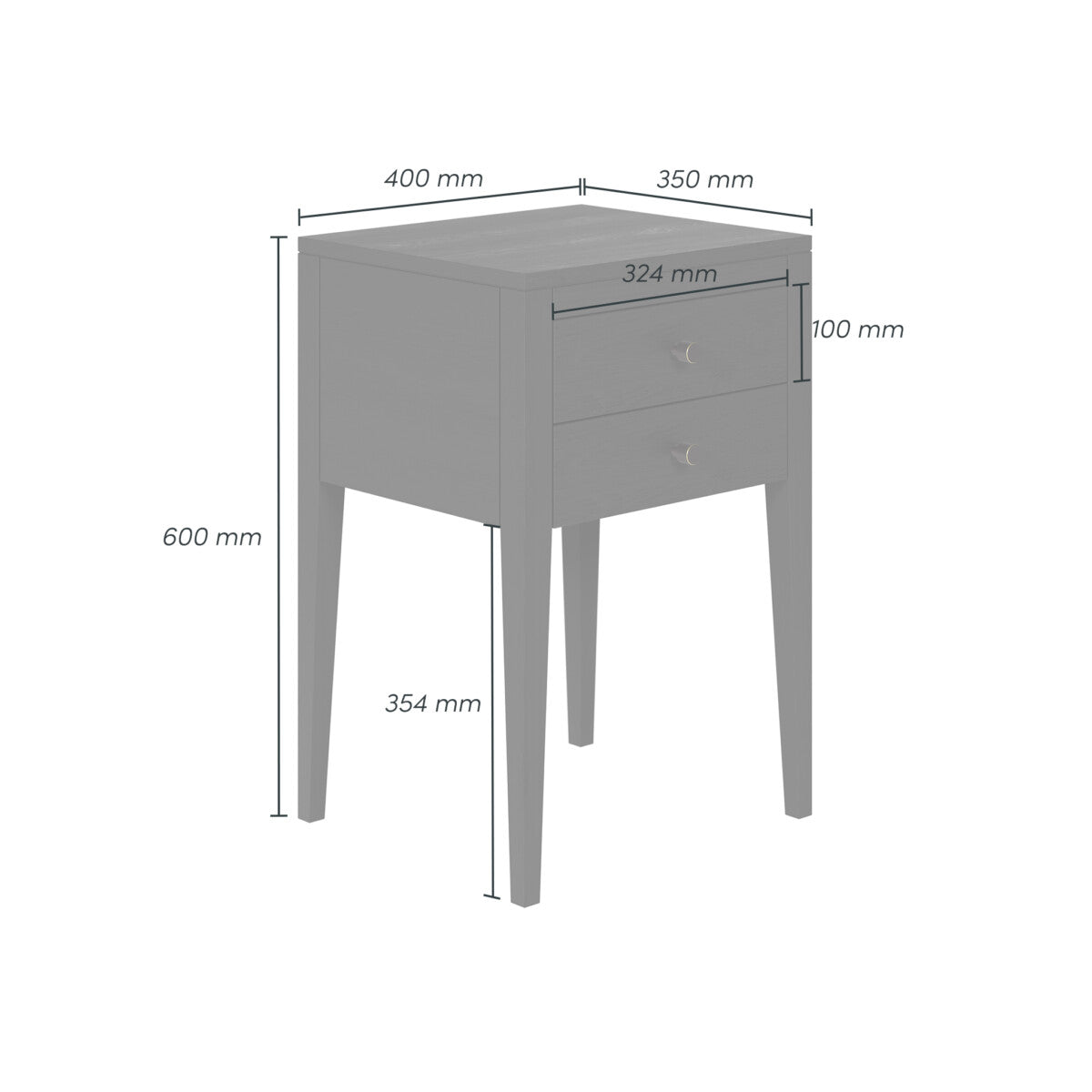 D.I. Designs Radford Bedside Table – Two Drawers – Black