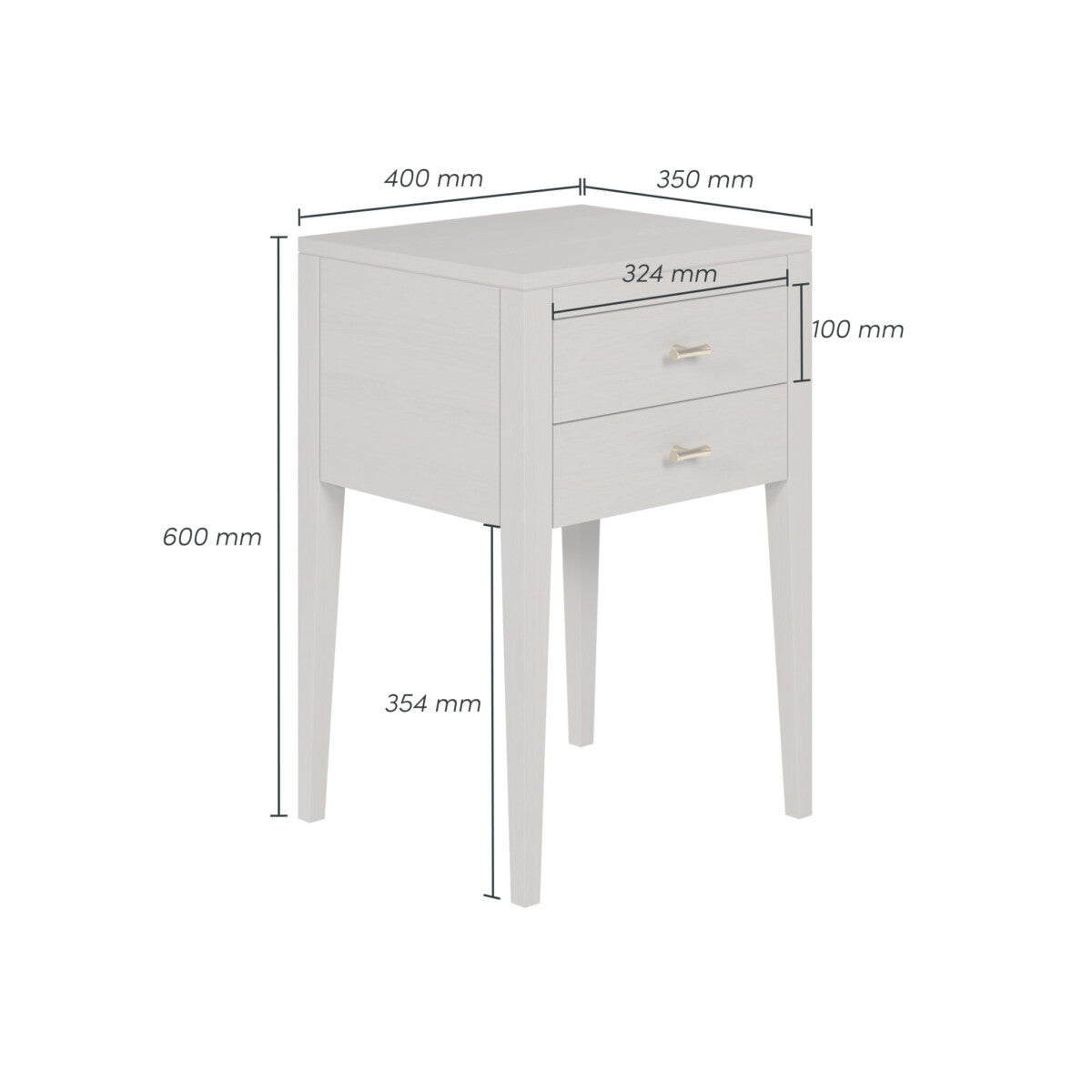 D.I. Designs Radford Bedside Table – Two Drawers – Grey