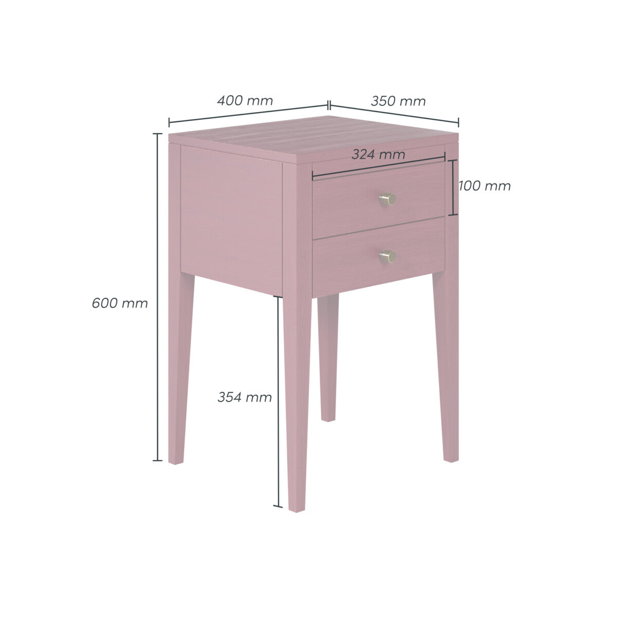 D.I. Designs Radford Bedside Table – Two Drawers – Red