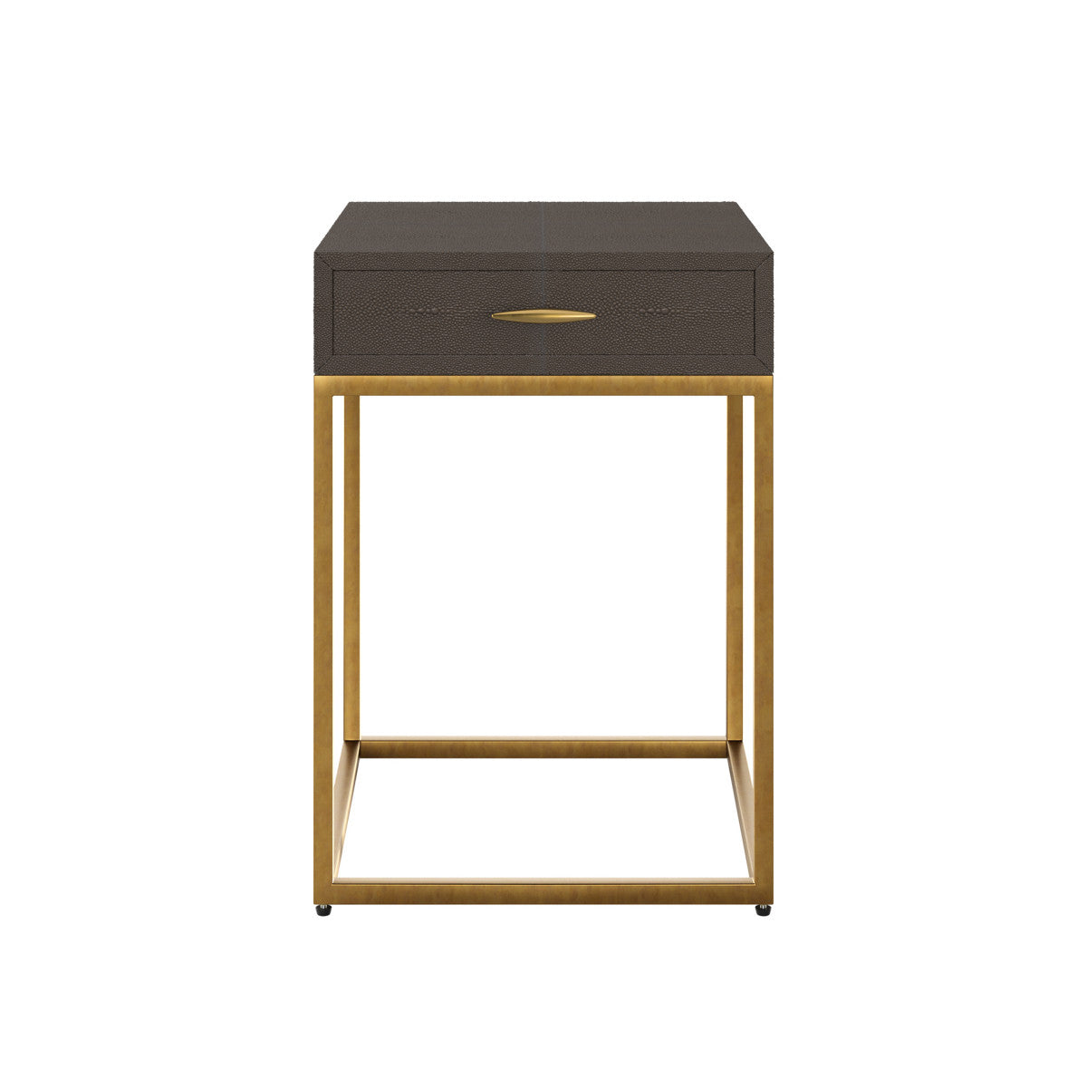 D.I. Designs Hampton Bedside Table - One Drawer - Brown Faux Shagreen