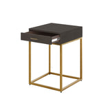 D.I. Designs Hampton Bedside Table - One Drawer - Brown Faux Shagreen