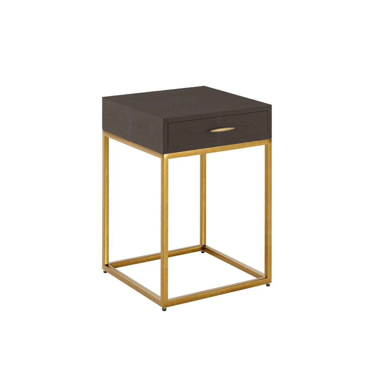 D.I. Designs Hampton Bedside Table - One Drawer - Brown Faux Shagreen