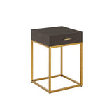 D.I. Designs Hampton Bedside Table - One Drawer - Brown Faux Shagreen