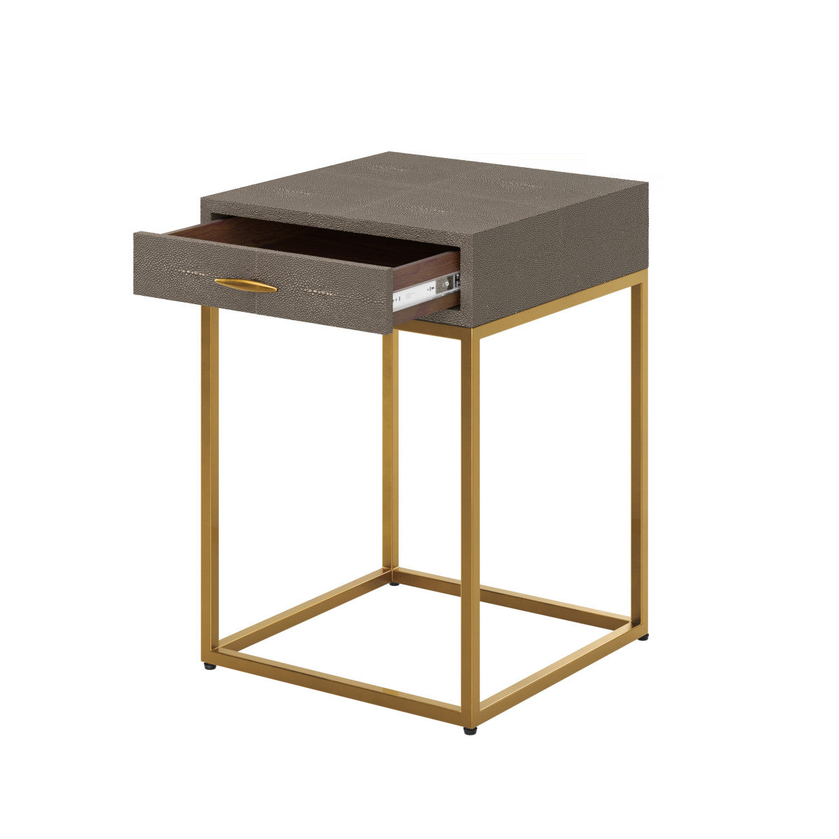 D.I. Designs Hampton Bedside Table - One Drawer - Grey Faux Shagreen
