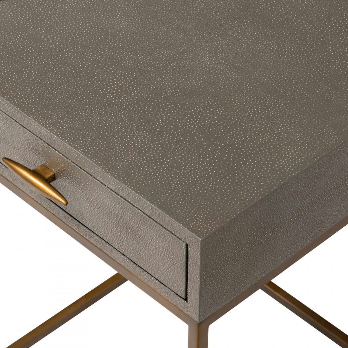 D.I. Designs Hampton Bedside Table - One Drawer - Grey Faux Shagreen