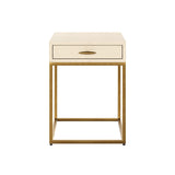 D.I. Designs Hampton Bedside Table – One Drawer – Ivory Faux Shagreen
