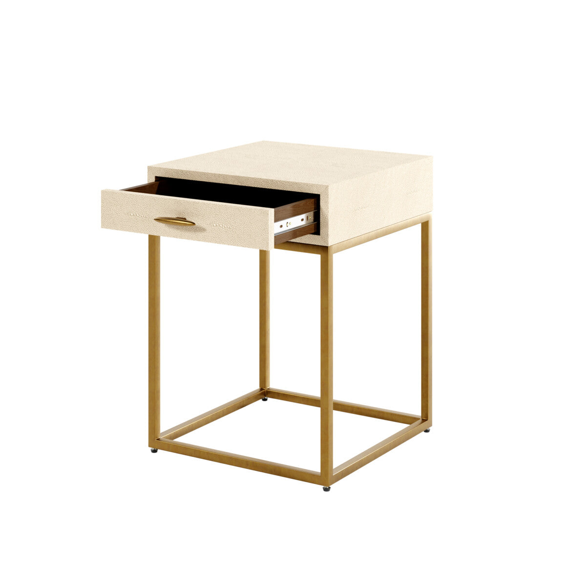D.I. Designs Hampton Bedside Table – One Drawer – Ivory Faux Shagreen
