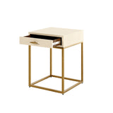 D.I. Designs Hampton Bedside Table – One Drawer – Ivory Faux Shagreen