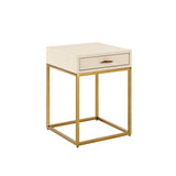 D.I. Designs Hampton Bedside Table – One Drawer – Ivory Faux Shagreen