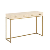 D.I. Designs Hampton Console Table – Ivory Faux Shagreen