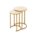 D.I. Designs Hampton Nest Table – Ivory Faux Shagreen – Set of 2