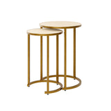 D.I. Designs Hampton Nest Table – Ivory Faux Shagreen – Set of 2