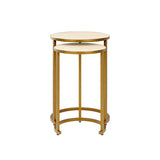 D.I. Designs Hampton Nest Table – Ivory Faux Shagreen – Set of 2