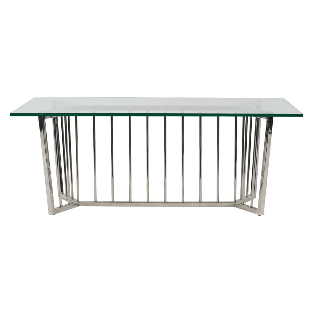 Libra Interiors Abington Coffee Table with Stainless Steel Frame and Clear Glass