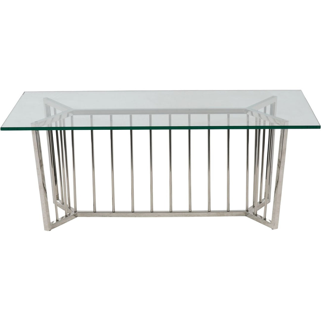 Libra Interiors Abington Coffee Table with Stainless Steel Frame and Clear Glass