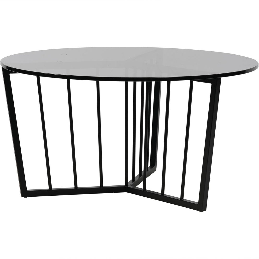 Libra Interiors Abington Round Coffee Table with Black Frame and Tinted Glass
