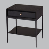 Livingsley Dane Side Table – Black Metal and Glass