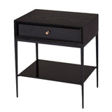 RV Astley Finola Side Table – Black Metal and Glass