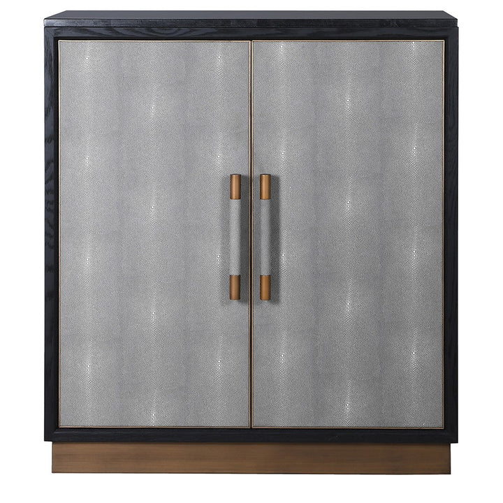 Dellora Bar Cabinet in Oak and Faux Shagreen