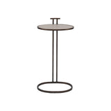 Eccotrading Arunya Oval Cocktail Table – Dorato Bronze and Pumice Leather