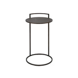 Eccotrading Arunya Round Cocktail Table – Dorato Bronze and Grey Shagreen Leather