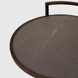 Eccotrading Arunya Round Cocktail Table – Dorato Bronze and Grey Shagreen Leather