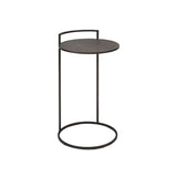Eccotrading Arunya Round Cocktail Table – Dorato Bronze and Grey Shagreen Leather
