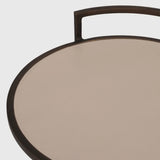 Eccotrading Arunya Round Cocktail Table – Dorato Bronze and Pumice Leather