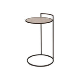 Eccotrading Arunya Round Cocktail Table – Dorato Bronze and Pumice Leather