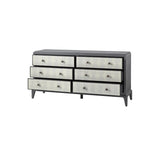 Eccotrading Astoria 6 Drawer Chest – Graphite Grey and Faux Shagreen