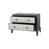 Eccotrading Astoria Large Bedside Table – Graphite Grey and Faux Shagreen